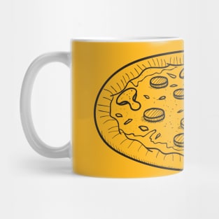 Cute Fresh Pizza Drawing Black Mug